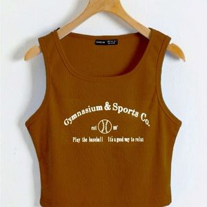 Brown Graphic Tank Top